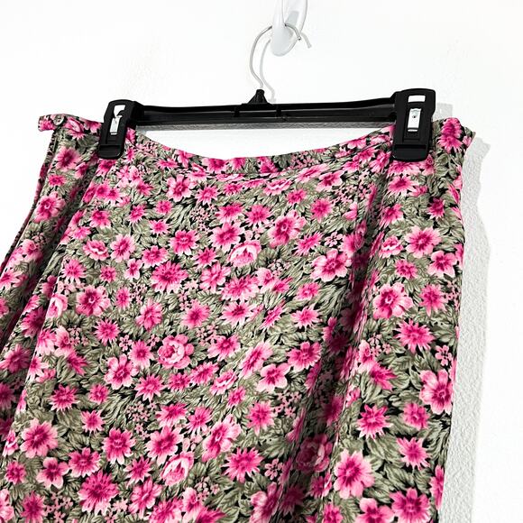 Vintage First Issue Maxi Skirt Womens 14 Y2K Dark Floral 90s Fairy Cottage Pink - Picture 3 of 8
